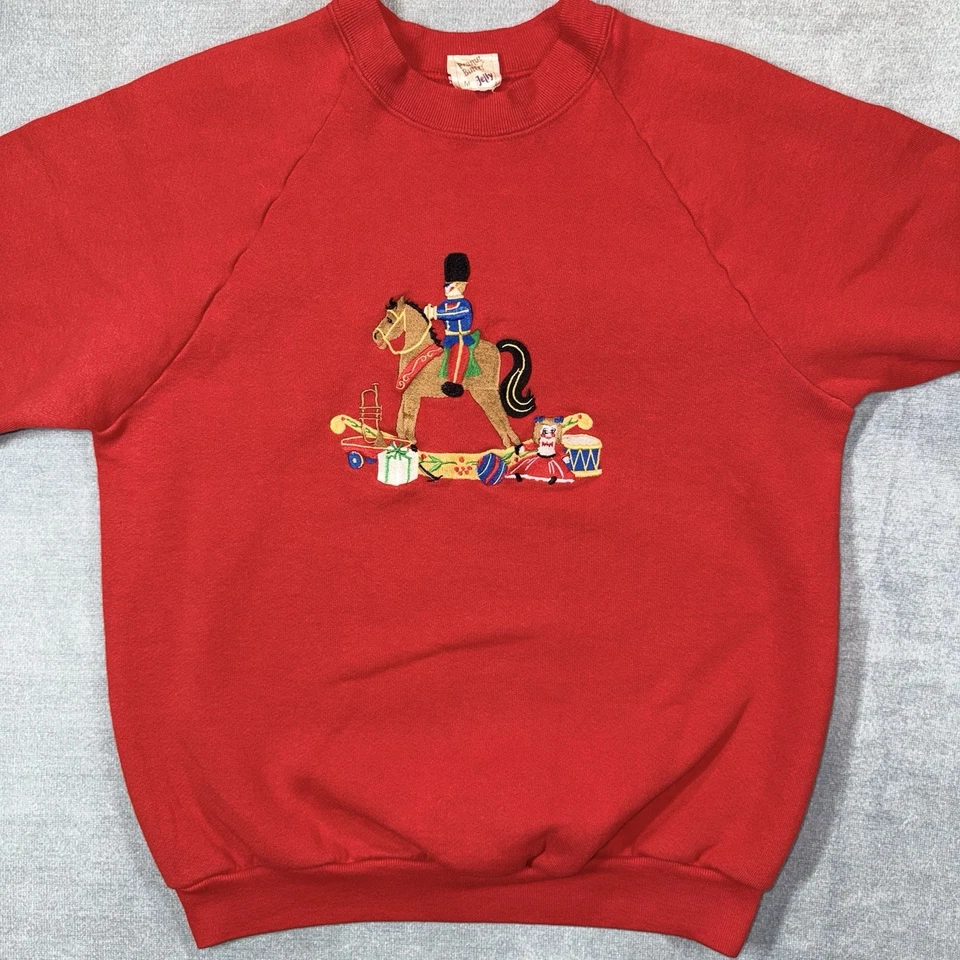 Vintage Peanut Butter & Jelly Embroidered Christmas Rocking Horse Nutcracker Med - Image 4 of 4