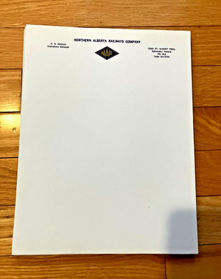 Northern Alberta Railway Letterhead Roughly 70 Pieces.