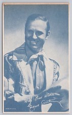 Vintage Blue Tone Western Cowboy Signed Arcade Card Made in USA