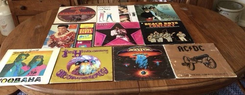 Vintage Empty Vinyl LP Record Lot of 10 AC/DC Rolling Stones Elvis Beach Boys