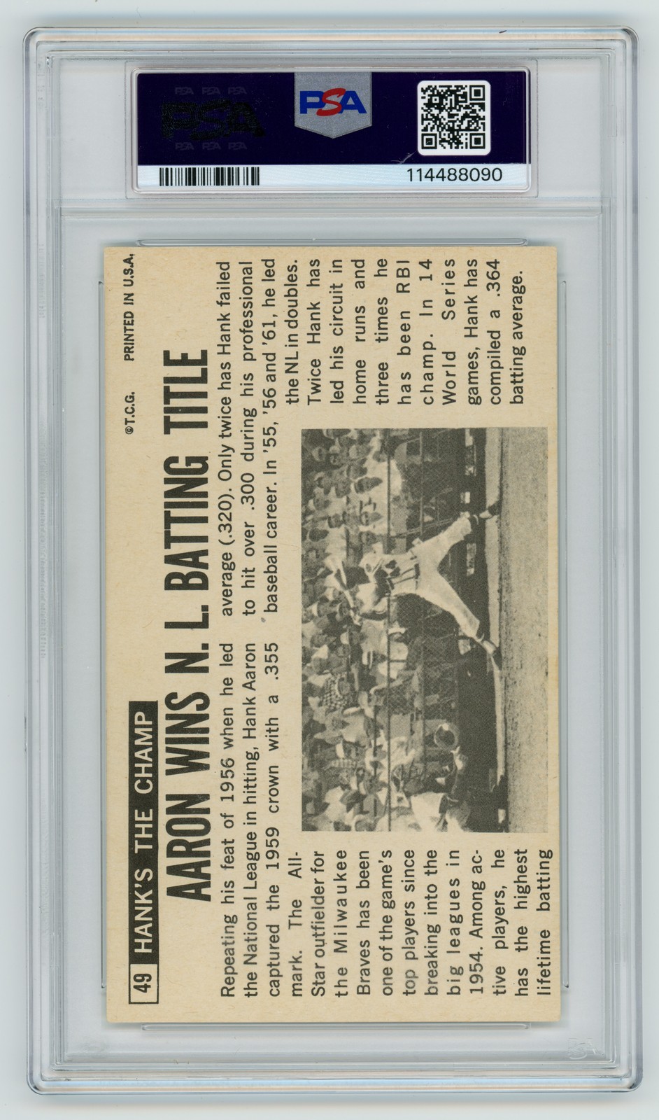 1964 Topps Giants #49 Hank Aaron PSA 3 view 2