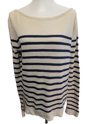 Lauren Ralph Lauren Damen Pullover Gestreift Marineblau und Bruchweiß Baumwolle XL