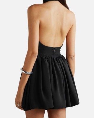 black mini dress with over the knee boots 16arlington Nolo Black Embellished Crepe Halter Mini Dress main image 1