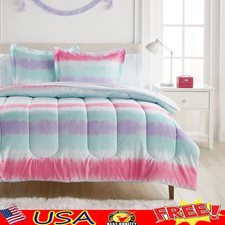 Tie Dye Stripe Comforter Set Kids Bedding Full Twin Bed in a Bag Microfiber New