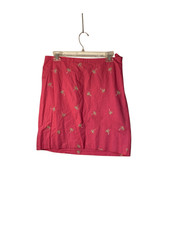Talbots women s pink embroidered palm tree fully lined A-line skirt coastal 8P