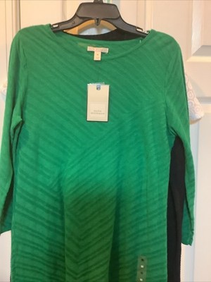 Dana Bushman Diagonal Stripe Sweater Medium, Green, New