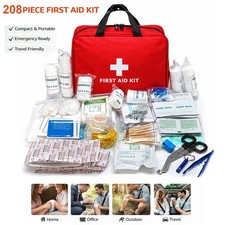 208 PIECE FIRST AID KIT BAG MEDICAL TRAVEL 1ST AID EMERGENCY HOME CAR WORKPLACE