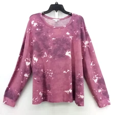 Time and Tru Shirt Women Size 3XL Purple Tie Dye Long Sleeve Round Neck Casual
