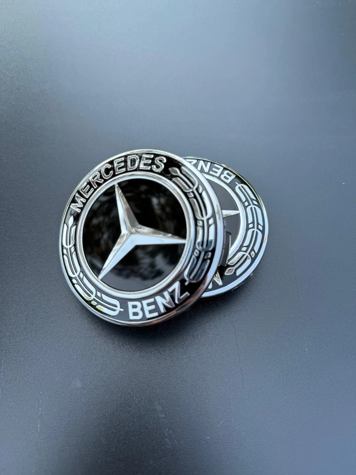 4PCS Wheel Center Hub Caps AMG Wreath Black Fit for Mercedes Benz E/S/A/C Class Foto 4 de 4