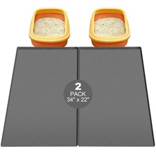 2Pcs Silicone Cat Litter Box Mat, 34"x22" Large Litter Box Mat for Litter Tra...