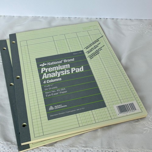 National Brand Analysis Pad 11x8.5 4Column Accounting Vtg Ledger Office Business