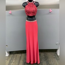 ALYCE LONG CORAL STRAPPY BACK 2 PC PROM DRESS FORMAL PAGEANT GOWN SZ 0 8010