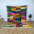 Moroccan Handmade Shaggy Wool Rug 6'7x9'8 Authentic Berber Hallway Unique Carpet