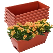 Window Box Planter, 7 Pack Plastic Vegetable Flower Planters Boxes 17 Inches ...
