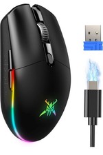 TECKNET Wireless Gaming Mouse 8000 DPI RGB Rechargeable Black LED Lights 
