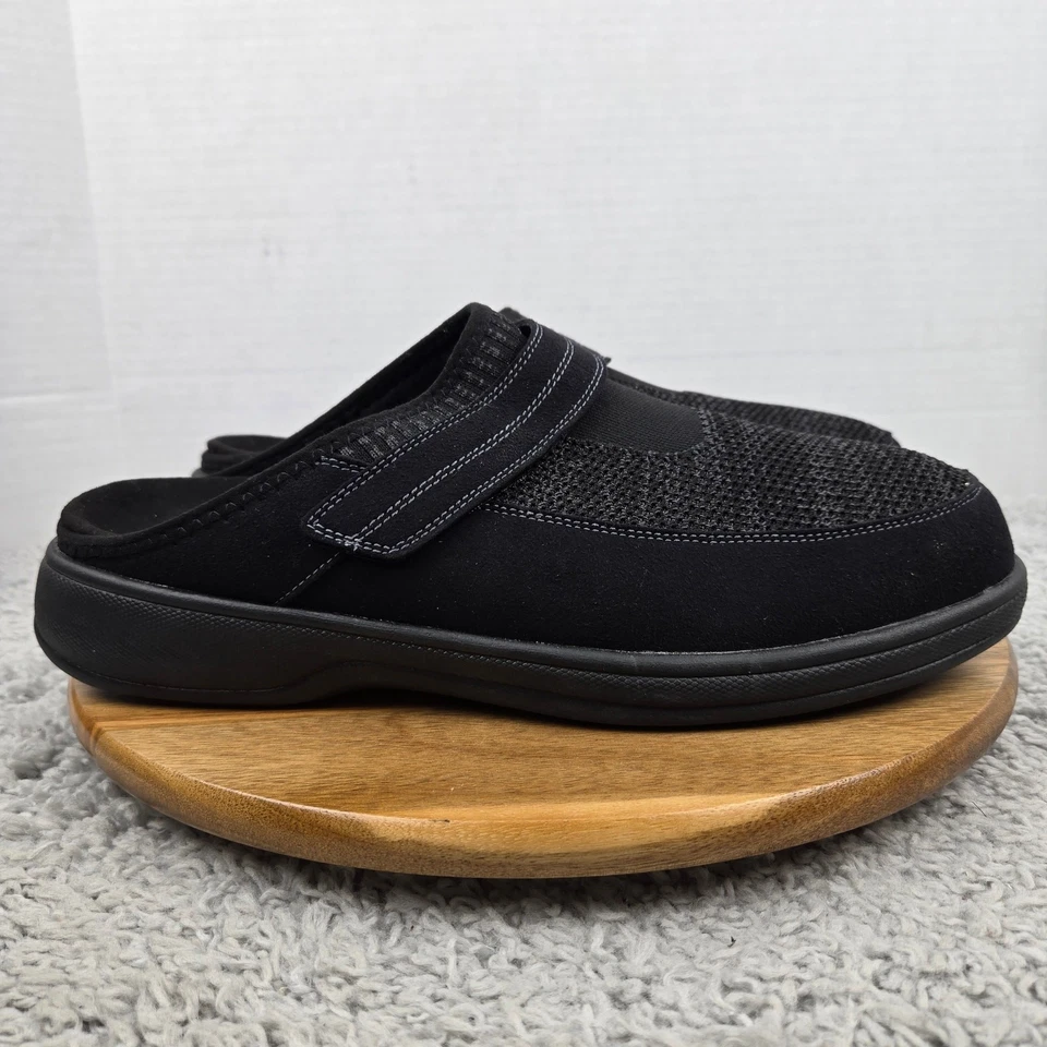 Orthofeet Mens 12EE Hudson Black Comfort Lifestyle Daily Clog Slipper 334 Wide - Image 3 of 4