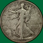 1929-S Walking Liberty Half Dollar Very Fine VF Coin, Scratched #33882