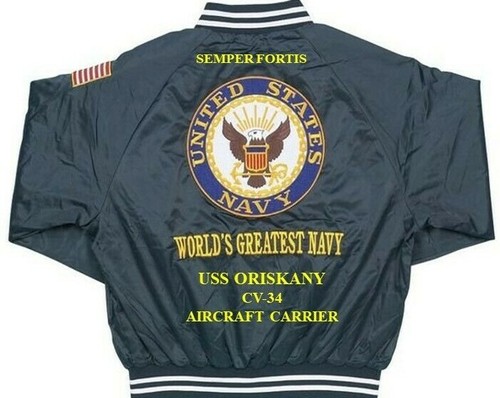 USS SAN JACINTO  CVL-30 CARRIER NAVY EMBROIDERED SATIN JACKET (BACK ONLY) - Picture 6 of 11