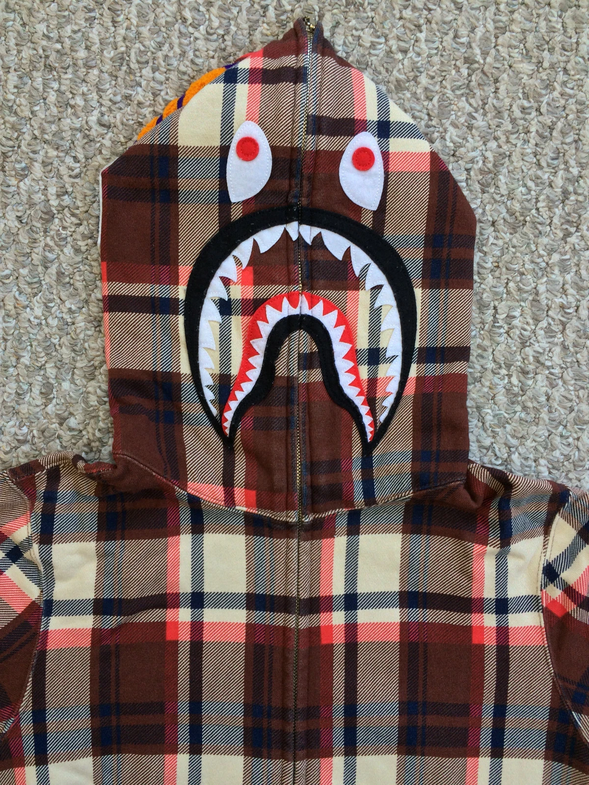 A BATHING APE (BAPE) Felpa con cappuccio e zip intera Bape 15th Anniversary Plaid Shark