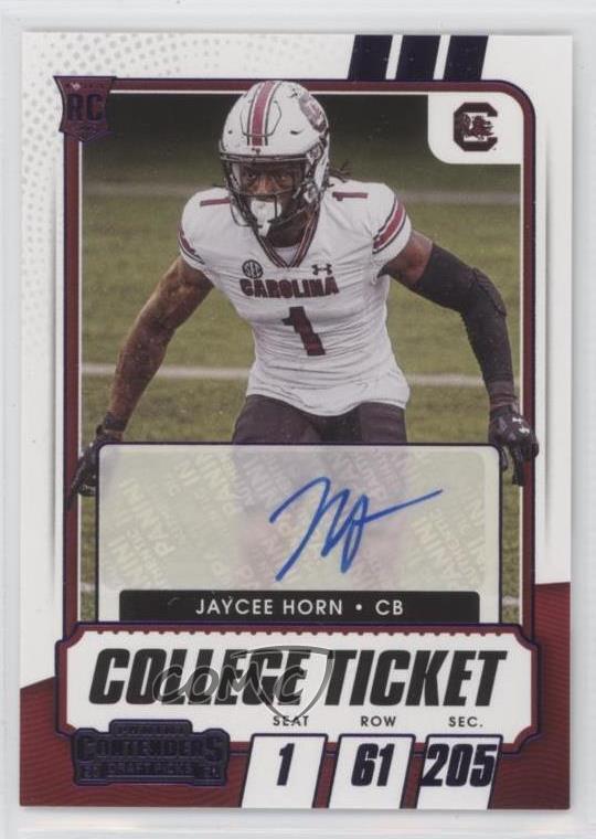 2021 Panini Contenders Draft Picks College Ticket Jaycee Horn Rookie Auto RC