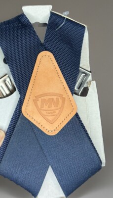 NEW 2 Inch Suspenders Navy Blue Silver Tone Clips One Size McGuire Nicholas