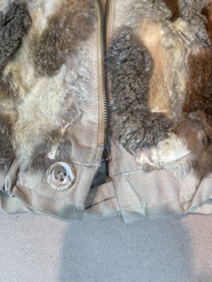 Chaleco de piel Neiman Marcus vintage años 50 chaqueta para mujer pequeño marrón reversible retazos Foto 4 de 4