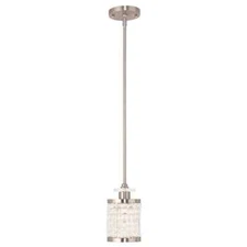 Livex Lighting 50560-91 Grammercy 1 Light Mini Pendant In Brushed Nickel 48" Max