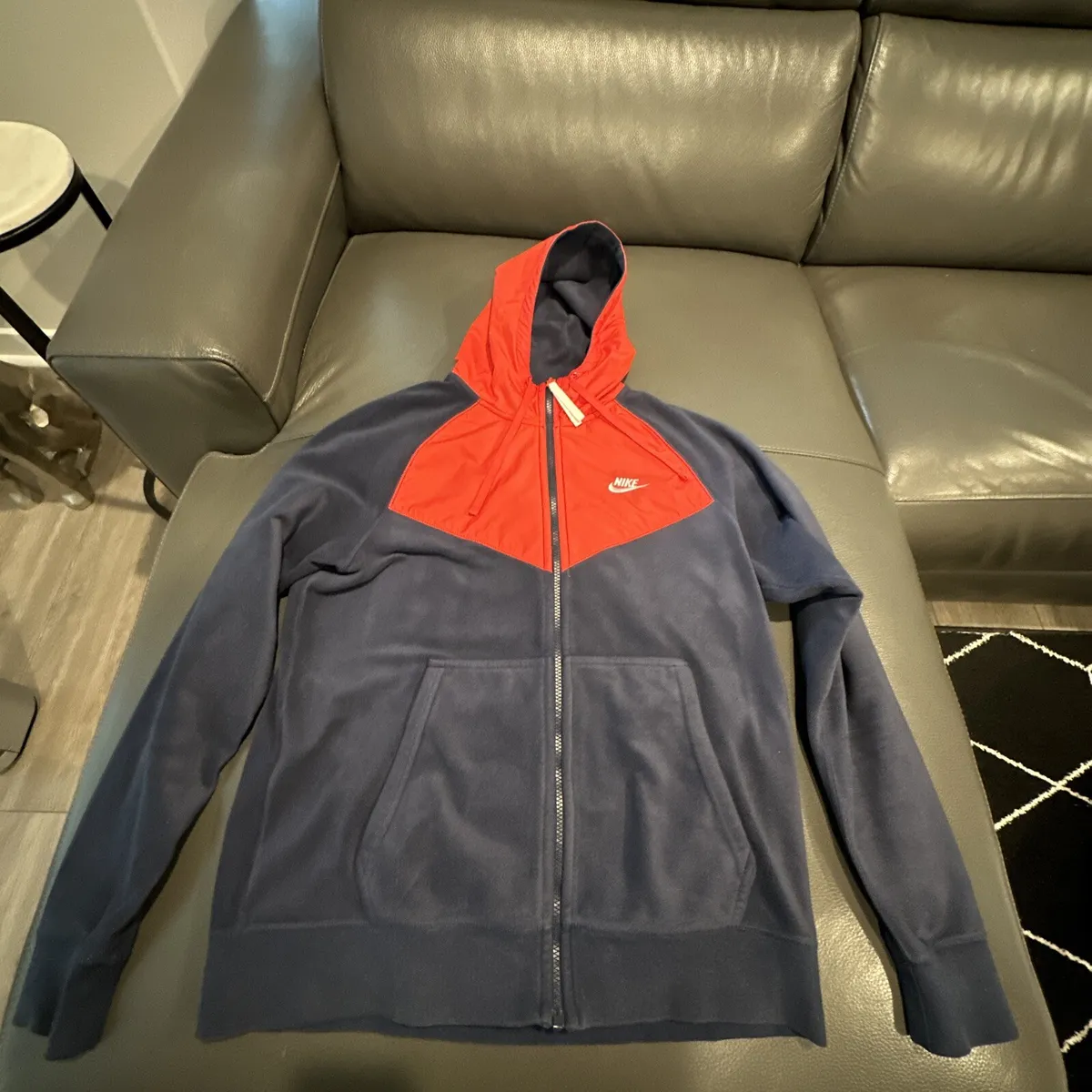 Nike Polar Fleece Full Zip Mens Blue Orange Winter Medium eBay