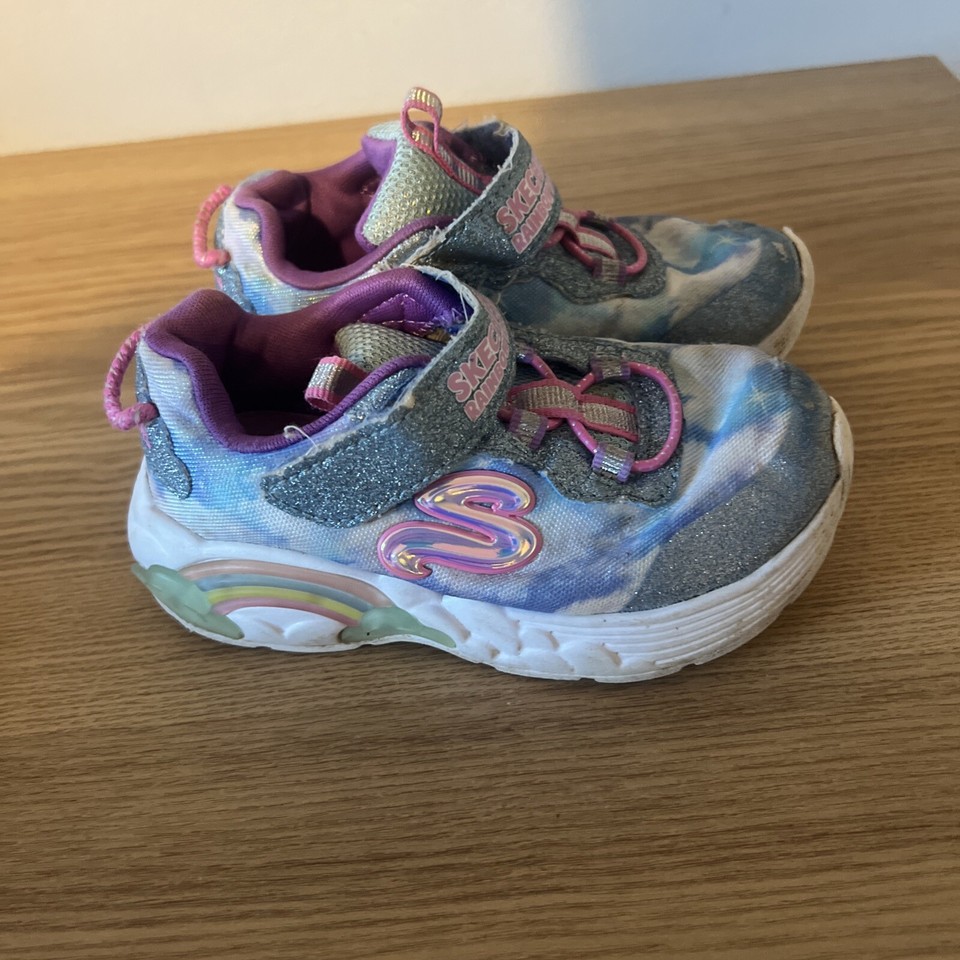 Sketchers Infant Girls Trainers Size 4 Purple Rainbow Pretty Good Condition eBay