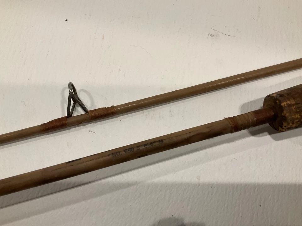 Винтажное спиннинговое литое рыболовное удилище Pflueger Intl модель из стекловолокна 650 79 дюймов 2 штуки - Изображение 4 из 4