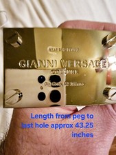 Gianni Versace Logo Plaque White Belt Greek Pattern Leather XRare Handmade Italy