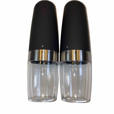 Salt Pepper Grinder Set Battery Operated Gravity Electric Led Lite Easy Use 2 PC