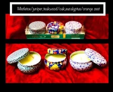 3pc Pioneer Woman Candle Tin Set,Mistletoe/juniper,teak/oak,Eucalyptus/orange