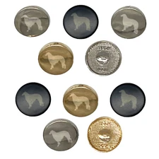 Borzoi Russian Wolfhound Dog Solid 0.6" (15mm) Round Metal Buttons - Set of 10