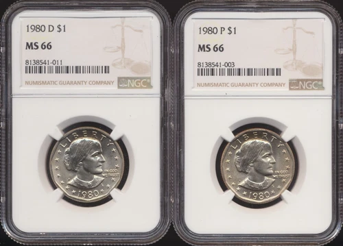 1980-P/D Susan B. Anthony Dollar *2 Coin Pair* NGC MS 66