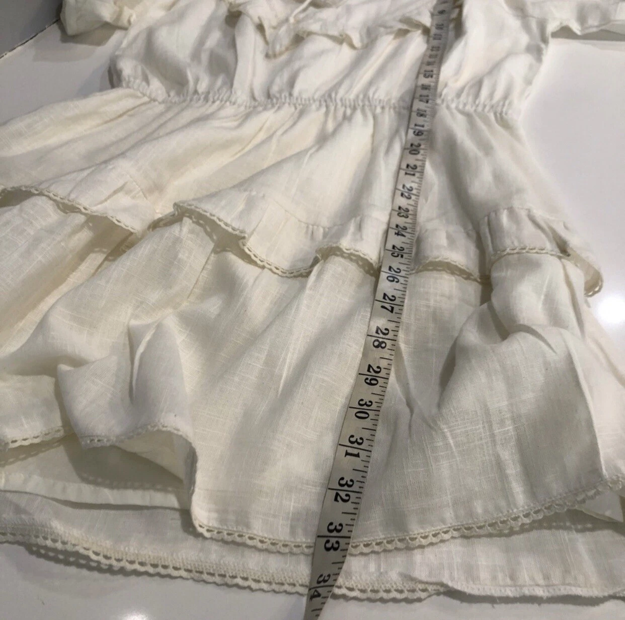 OFF WHITE Anthropologie DRA Off White Cotone Boho Mini Abito