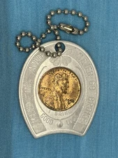Vintage 1954-D cent good luck advertising charm- Schenley Whiskey promo