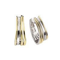 Creolen Ohrringe 925 Sterling Silber Rhodiniert Und Teilvergoldet 2-Farbig F