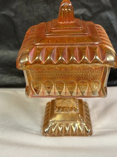 Vintage Jeanette Marigold Carnival Glass Candy Dish 6-1/2"