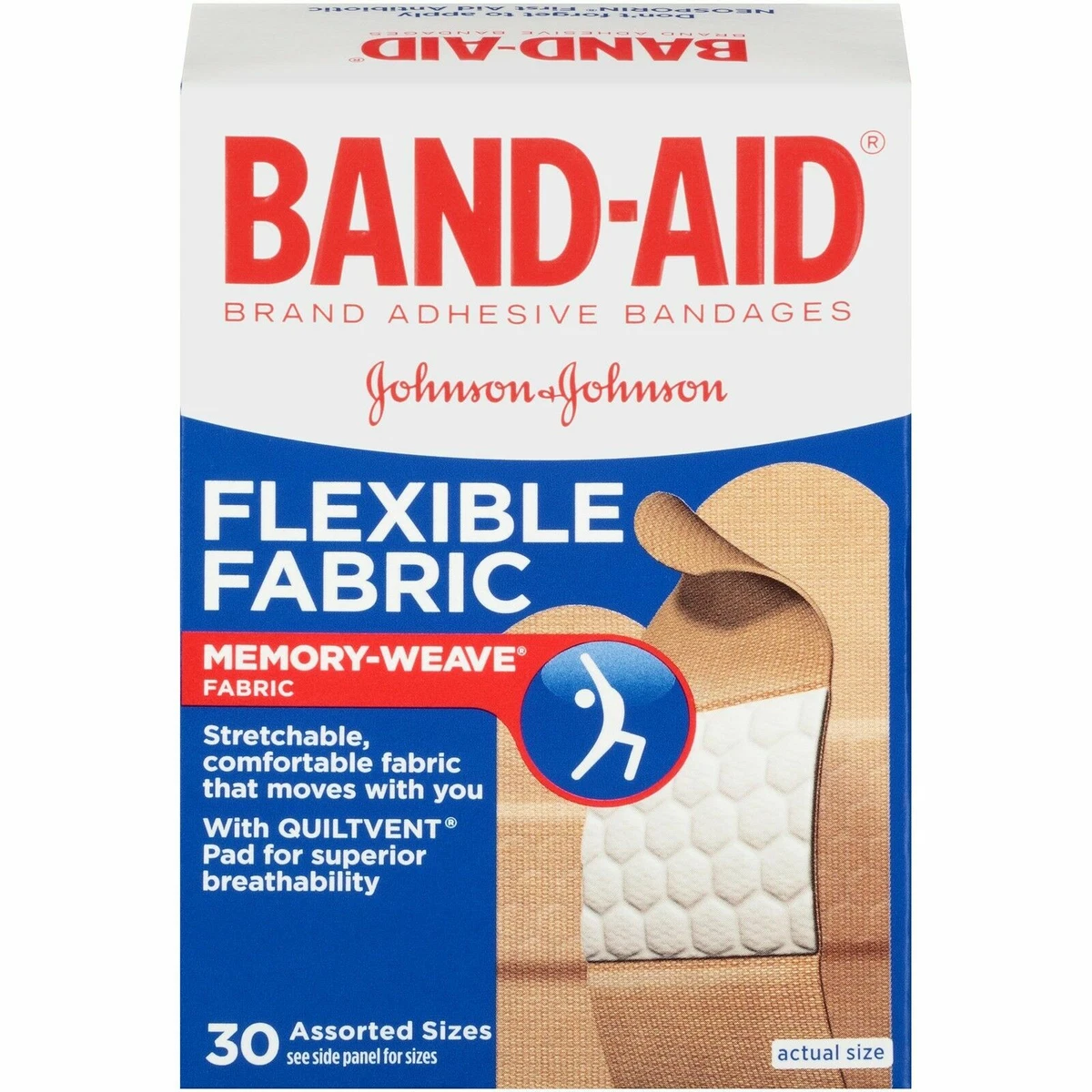 BAND-AID Flexible Fabric Adhesive Bandages Assorted Sizes - 30