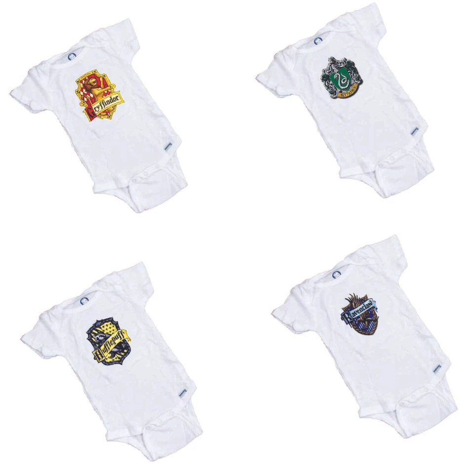 GERBER Harry Potter 4 Houses 4 onesies All one Price!! Makes a Fantastic Gift