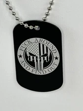 Laser Engraved FAAFO Punisher Military Style Dog Tag With Your Name
