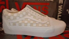 VANS Men 4/Women 5.5 Old Skool Platform Woven Leather Blanc de Blanc VN0A5KX99GY