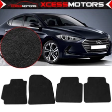 Fits 17-20 Hyundai Elantra 4PCS Front & Rear Floor Mats Carpets Black Nylon
