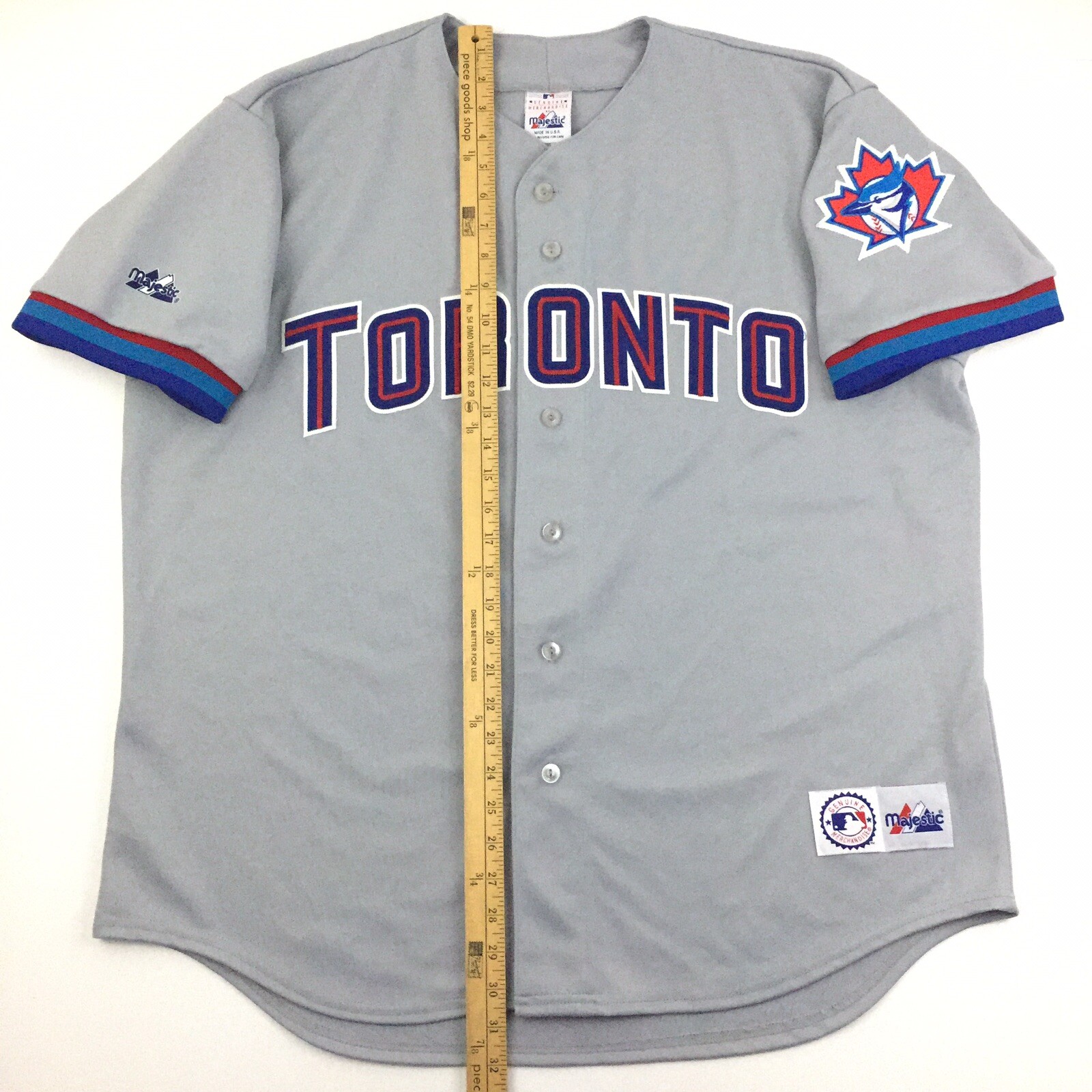 Vtg Toronto Blue Jays Mens Jersey Majestic Sewn Logos Made USA MLB