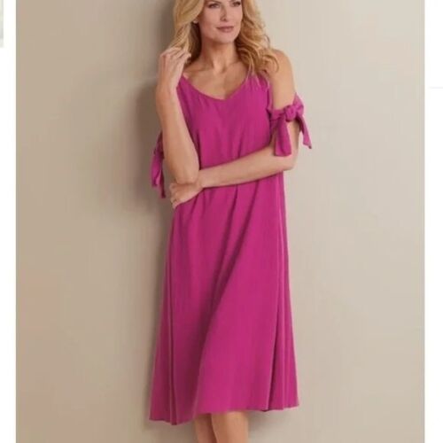 Soft Surroundings NWOT Cold Shoulder Destin Dress Fuchsia Pink Size Small