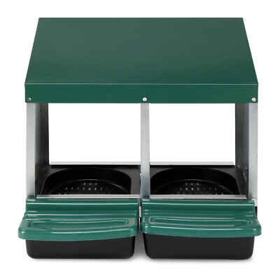 Chicken Coop Nesting Boxes 2 Hole Metal Chicken Egg Laying Box with Lid Cover