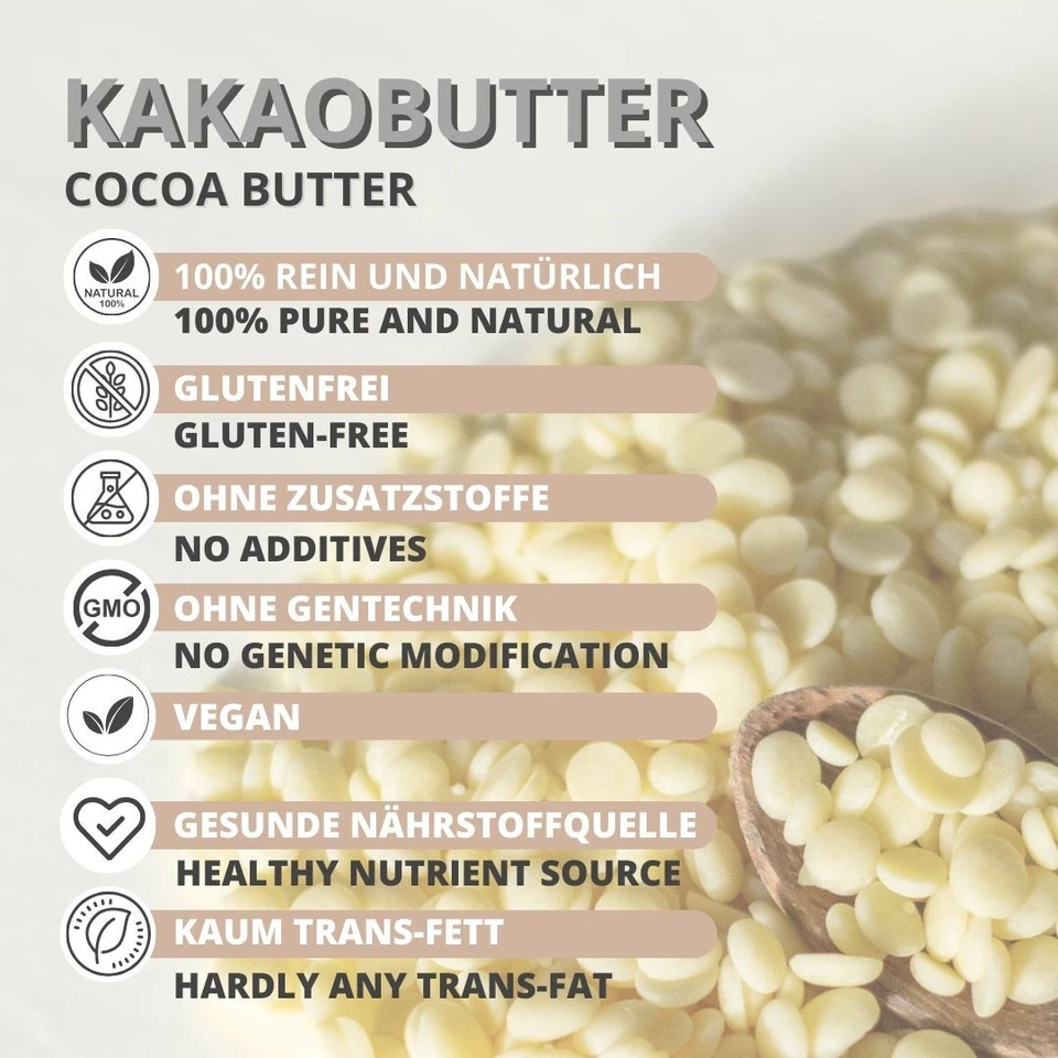 Kakaobutter Pastillen | 100g - 10kg Lebensmittelqualität | Cocoa Butter Chips - Bild 2 von 4