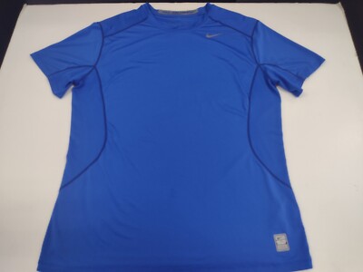 Nike Pro Combat Men's Dri-fit Fitted Short Sleeve Shirt XL Blue #1462