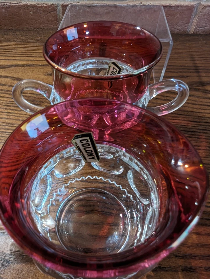 Colony Kings Crown Ruby Thumbprint - Cream And Sugar -  7295-77 -  NEW IN BOX - Image 4 of 4